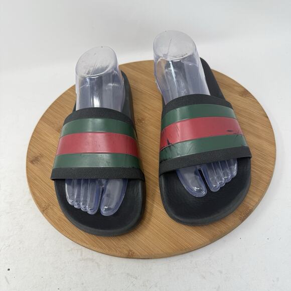 Gucci Web Rubber Slides Pool Red Green Black Colorblock Beach 308234 Mens 9 main image 9